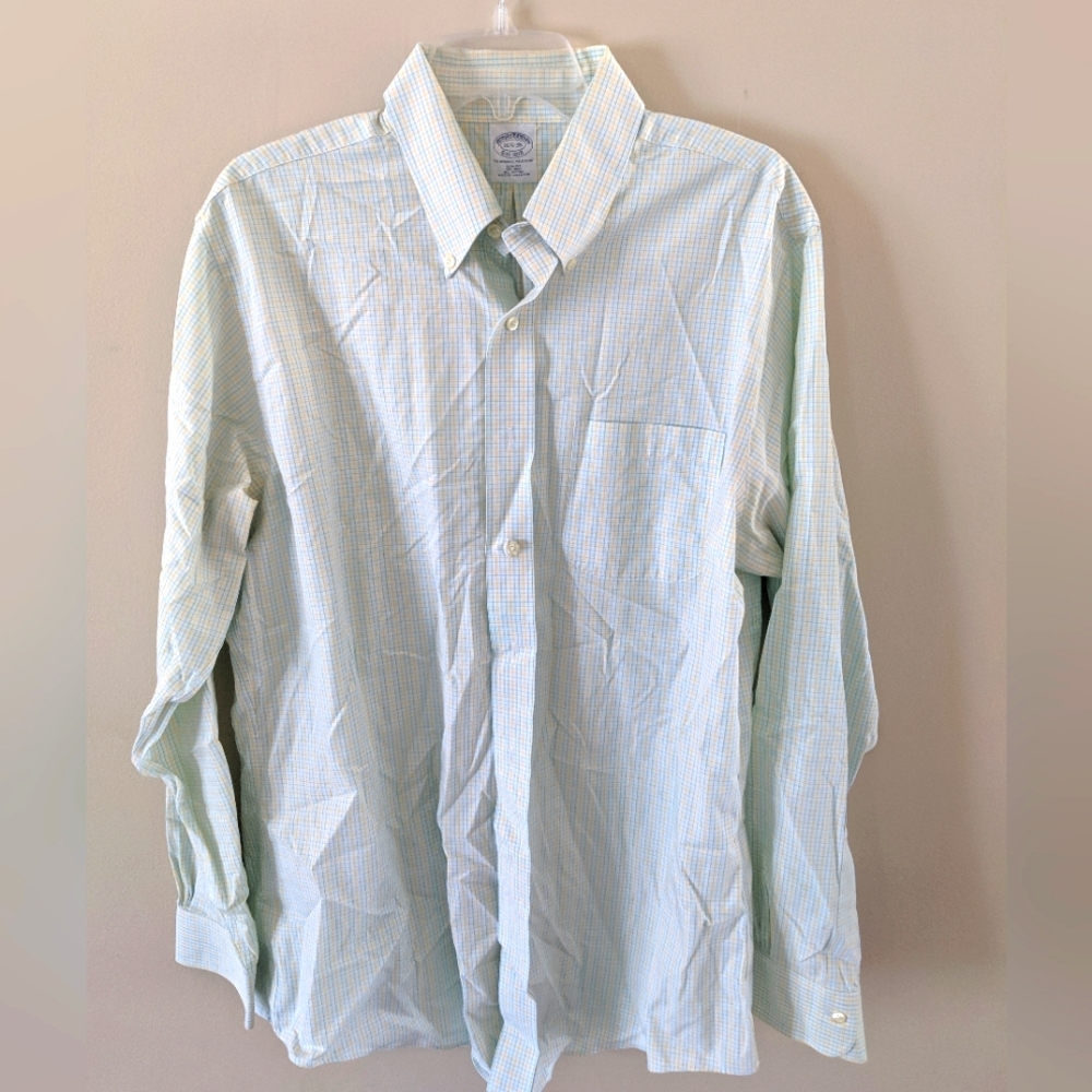 Brooks Brothers blue and yellow checked shirt